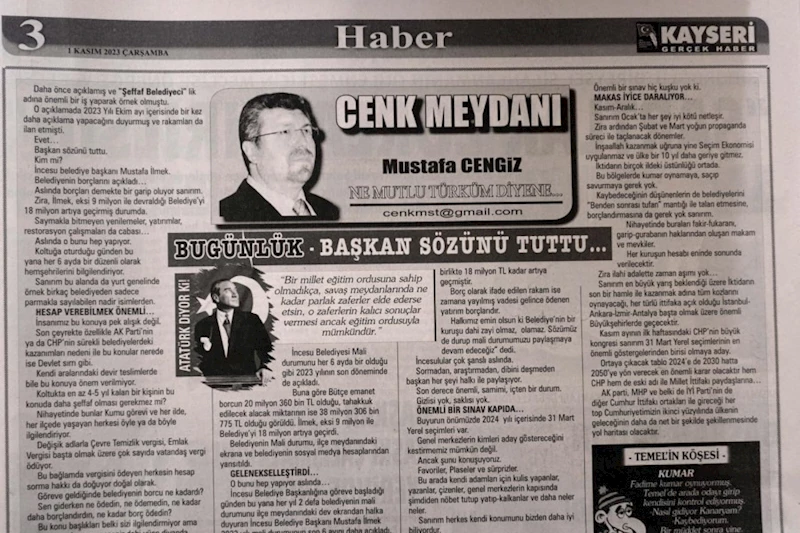 Yazılı ve Görsel basında şeffaflık anlayışımız ilçe halkımızda olduğu gibi medyada da takdir görmüş...