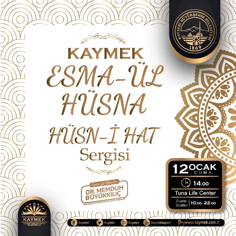 Büyükşehir KAYMEK’ten Üç Ayların Başında Esma’ül Hüsna Hüsn-i Hat Sergisi