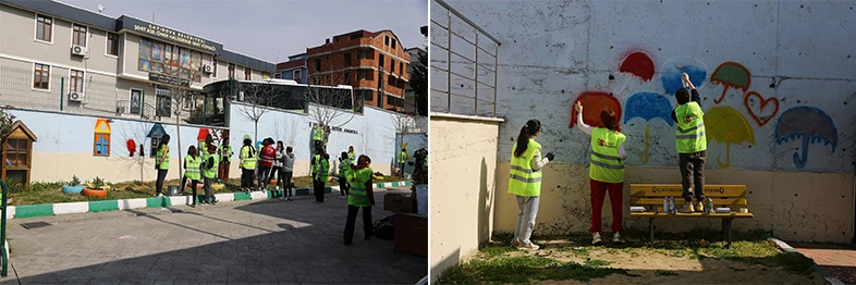 Kocaeli Gönüllüleri anaokulu duvarlarını boyadı